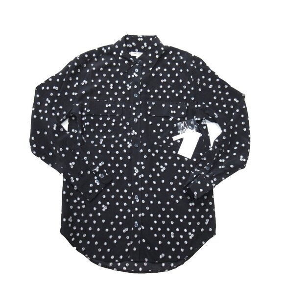NWT Equipment Signature in Eclipse Tennis Ball Silk Button Down Shirt XS - Picture 1 of 6
